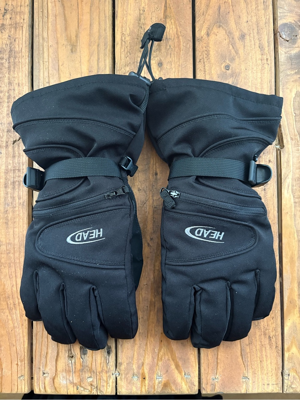 HEAD Black Winter Ski Gloves with Wrist Strap